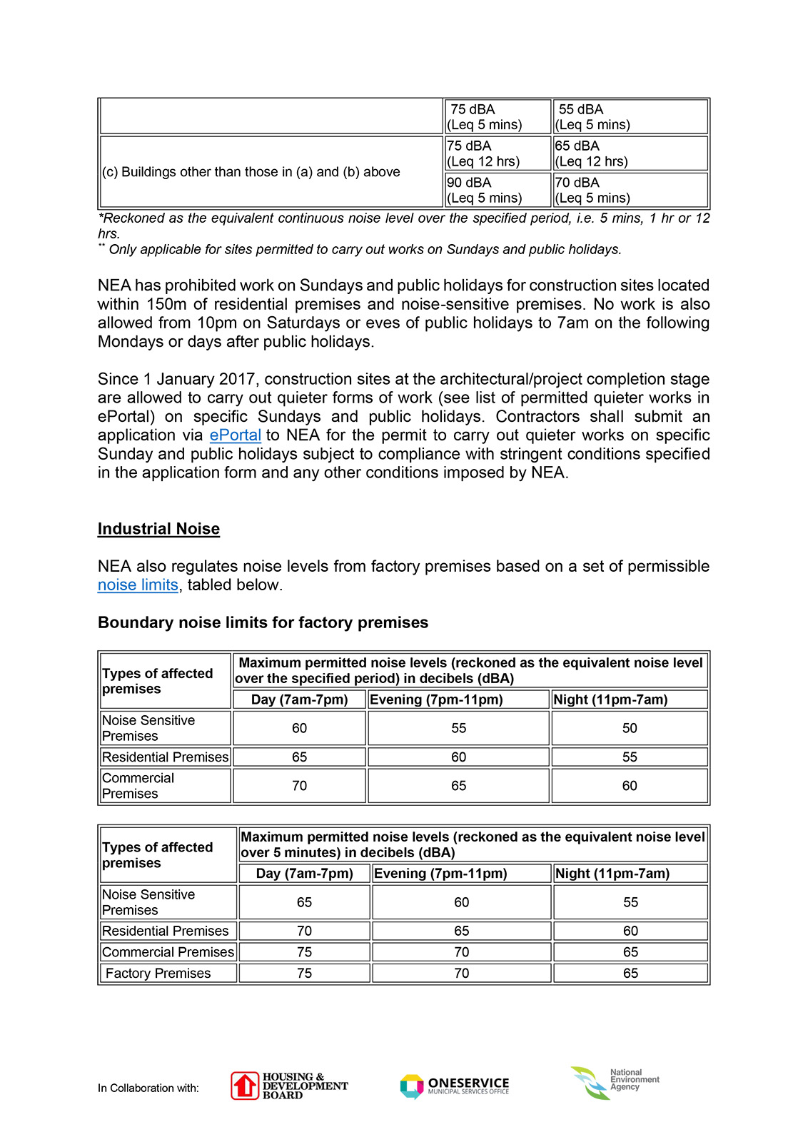 MSO Infosheet on Noise Regulations in SG-5