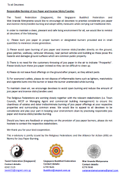 Responsible Burning of Joss Paper and Incense Sticks or Candles