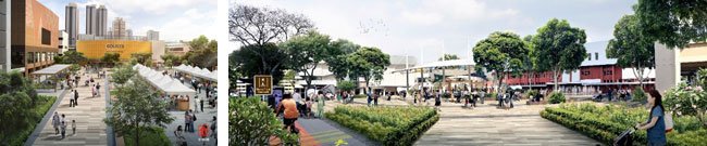 The Pedestrian Mall, stretching from the Toa Payoh Public Library to the open plaza fronting HDB Hub and Courts furniture store, will feature lush landscaping, more seating spaces, and sheltered rest areas, to provide a more conducive environment for community interaction.