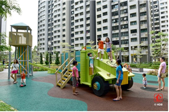 At the military-themed playground at Keat Hong, children get to climb and “drive” a “military tank”, or make a quick getaway from “enemies” via a firemen’s pole.